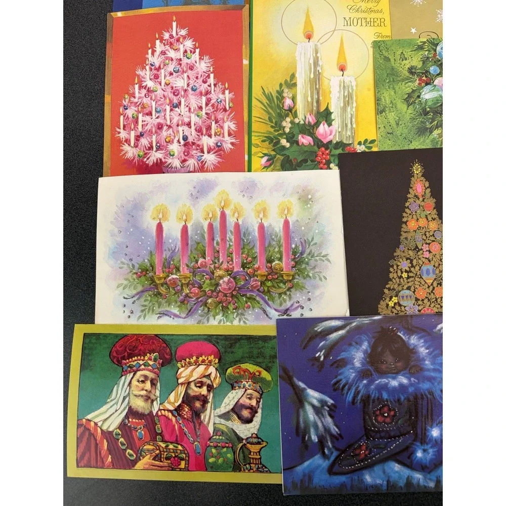 Vintage MCM Christmas Cards Fronts ONLY Mid Century Scrapbooking Crafts 50+